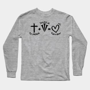 1 Cross 3 nails = forgiven, Christian Shirt design Long Sleeve T-Shirt